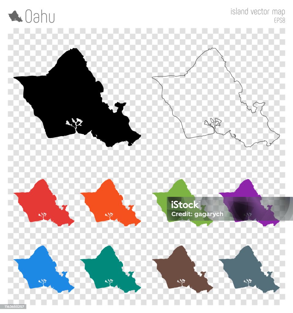 Oahu Icon Oahu High Detailed Map Stock Illustration - Download Image Now - Art ...