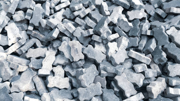 istock Group of gray bricks square in the construction site. 1163652073
