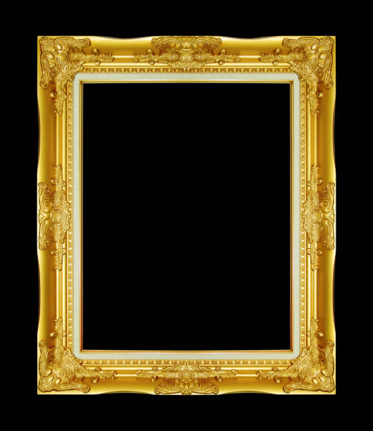 istock The antique gold frame on the black background 1163652356