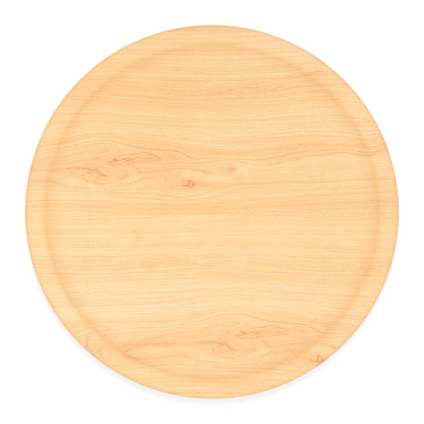 istock wooden plate top view isolated on white background 1163653949