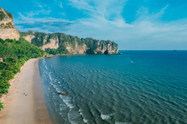 Aerial view of tropical beach Ao-Nang, Krabi , Thailand.