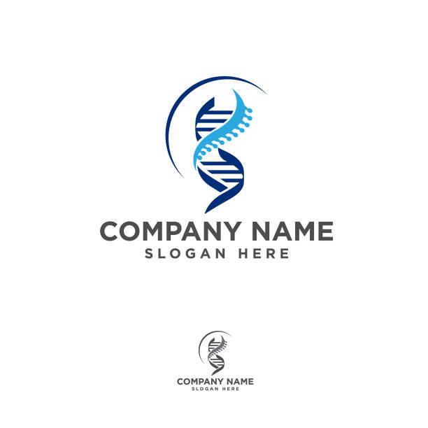 Vector logo template. Human spine with helix isolated silhouette illustration. Spine pain medical center, clinic, rehabilitation, diagnostic, surgery logo element. Flat modern silhouette illustration. Scoliosis dna backbone stock illustrations