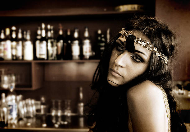 Lonely barmaid stock photo