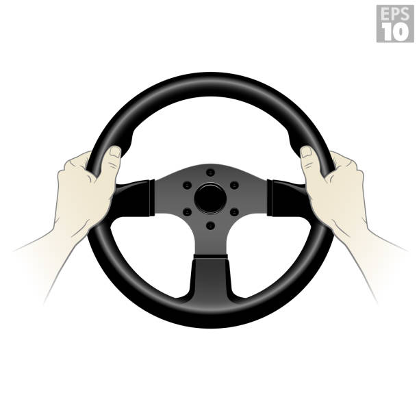 istock An automotive driver holding a racing steering wheel with proper thumb position for safe driving. 1163657879