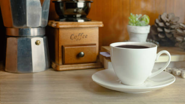 istock coffee vintage equipment on wood table for coffee concept. 1163659592