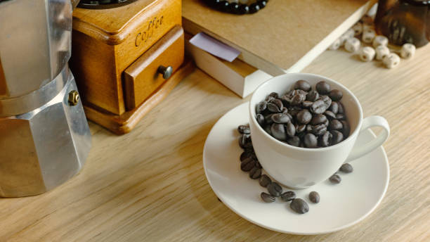 istock coffee vintage equipment on wood table for coffee concept. 1163659625