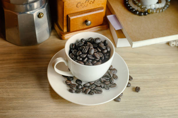 istock coffee vintage equipment on wood table for coffee concept. 1163659717