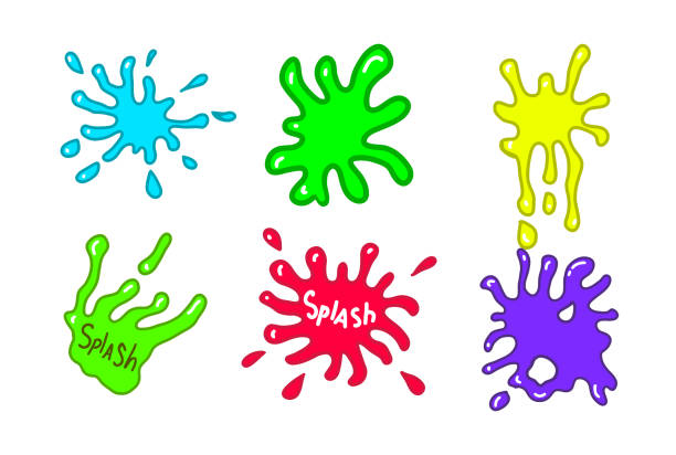 ilustrações, clipart, desenhos animados e ícones de slime líquido dos desenhos animados. - espirro de tinta