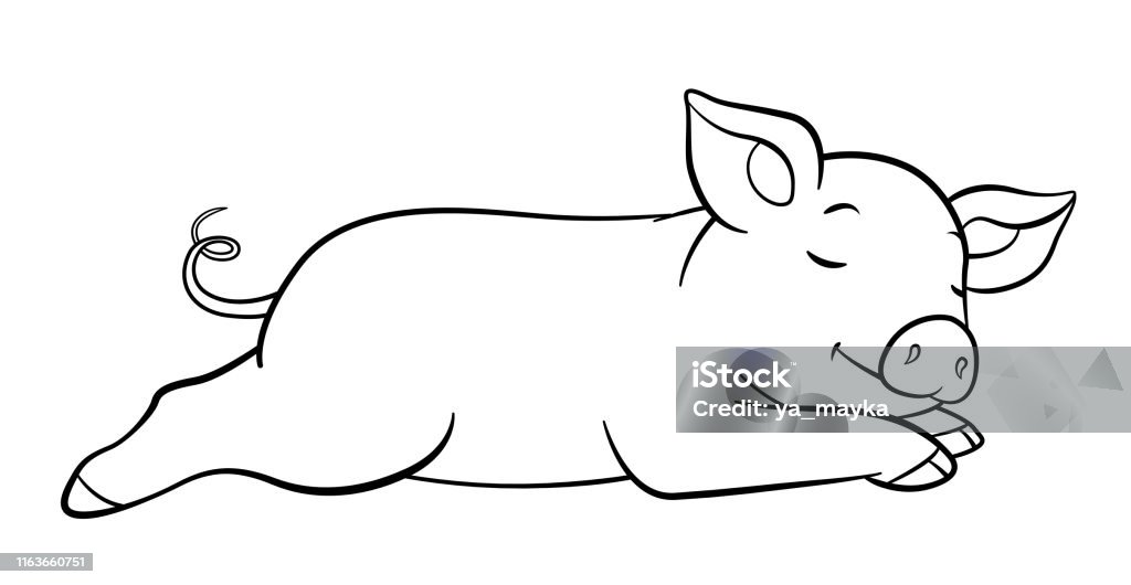 Trang Tô Màu Heo Con Nhỏ Dễ Thương Ngủ Và Mỉm Cười Hình minh họa Sẵn có -  Tải xuống Hình ảnh Ngay bây giờ - iStock