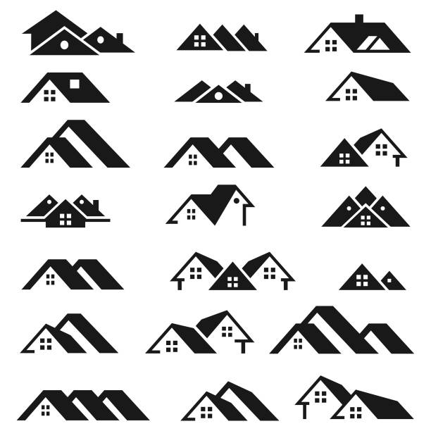 логотип недвижимости - крыша иллюстрации stock illustrations