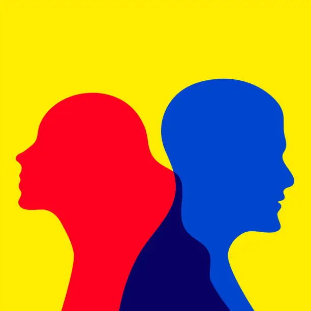 Vector illustration of quarrel between man and woman