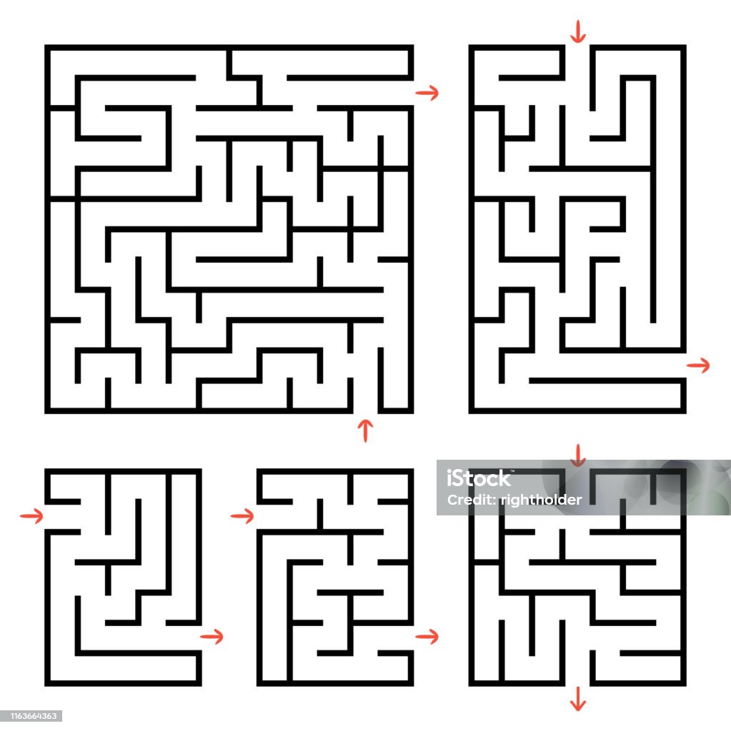 A Set Of Square And Rectangular Labyrinths With Entrance And Exit ...