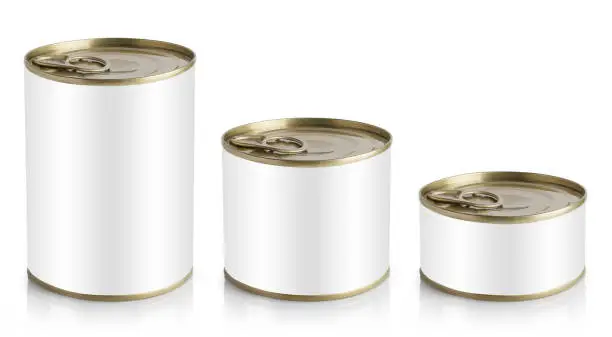 Photo of Tin cans on white