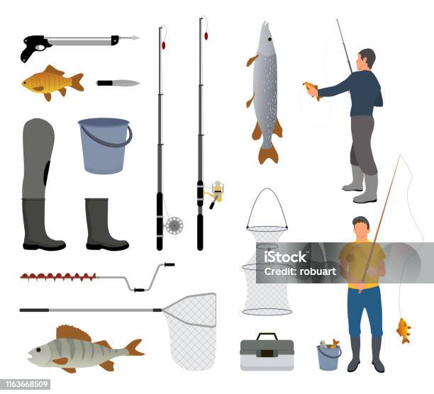 Fishing Tools And Equipment Vector Illustration Stock Illustration
