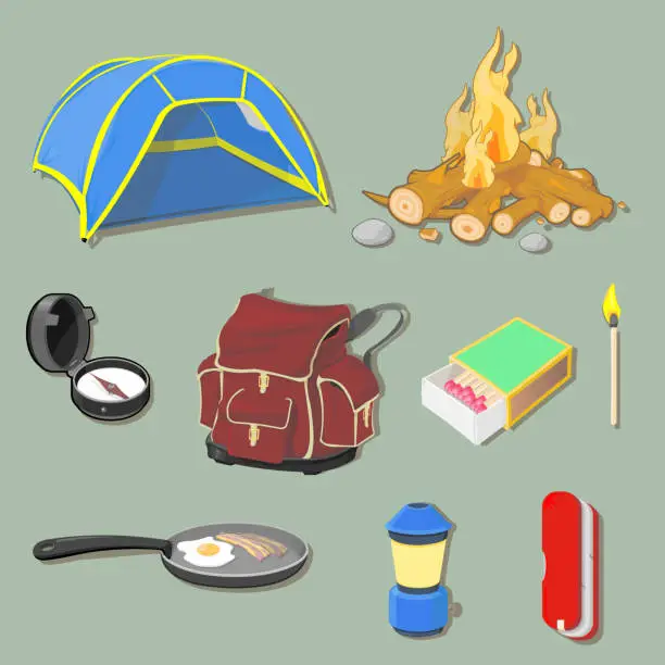 Vector illustration of Camping set