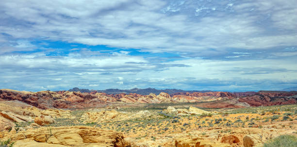 istock Valley of fire state park, Nevada USA. Red sandstone formations, blue sky with clouds 1163671347