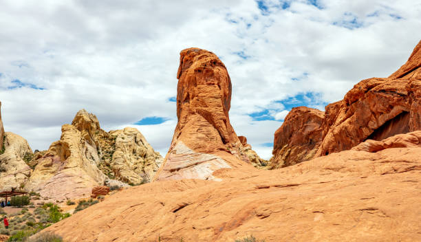 istock Valley of fire state park, Nevada USA. Red sandstone formations, blue sky with clouds 1163671358