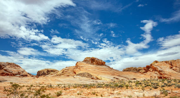 istock Valley of fire state park, Nevada USA. Red sandstone formations, blue sky with clouds 1163671374