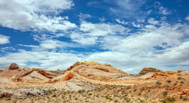 istock Valley of fire state park, Nevada USA. Red sandstone formations, blue sky with clouds 1163671376