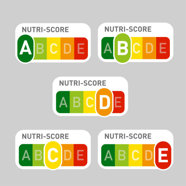 Nutri-Score official labels Isolate vector illustration. a b c stock illustrations