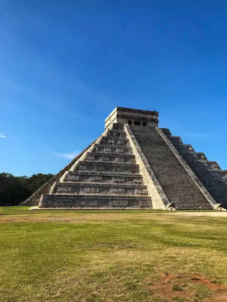 El Castillo (Temple of Kukulcan), a Mesoamerican step-pyramid, Chichen Itza. It was a large pre-Columbian city built by the Maya people.