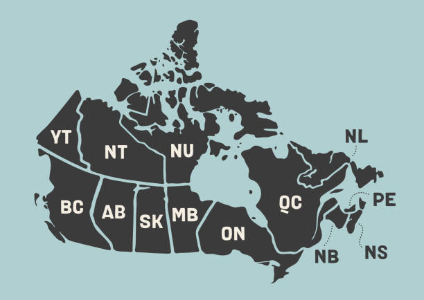 карта канады. плакатная карта провинций и территорий канады - territories stock illustrations