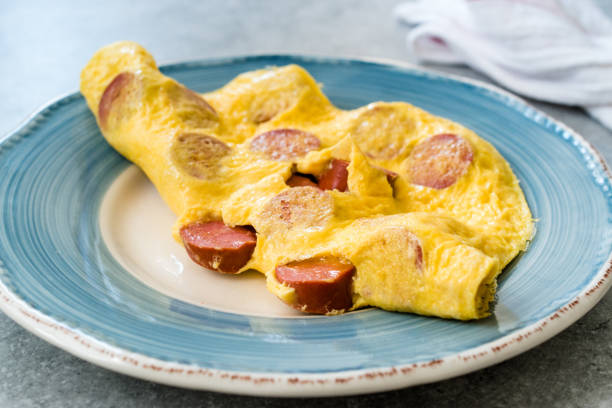 istock Folded Omelette with Sausage / Salami Slices 1163685616
