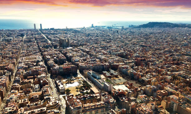 istock Aerial view of Barcelona, Spain 1163686354