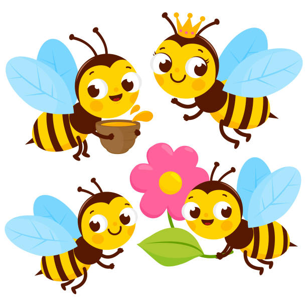 urocza kolekcja pszczół. ilustracja wektorowa - queen bee stock illustrations