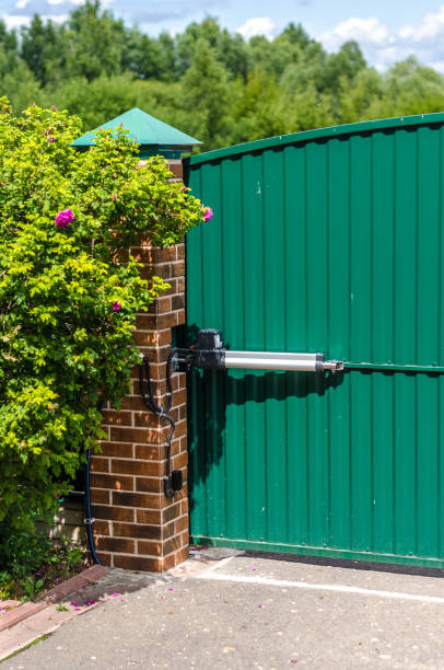 istock automatic electric gates in a private house 1163688658