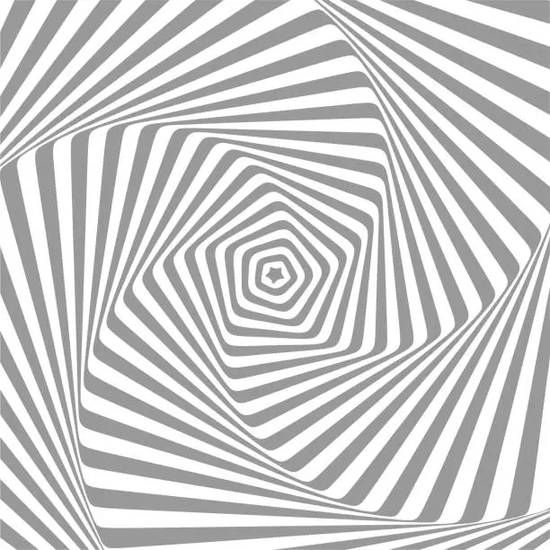 Vector illustration of Abstract illusion in motion. Hypnotic Black and White element .Optical illusion. Vector. EPS10