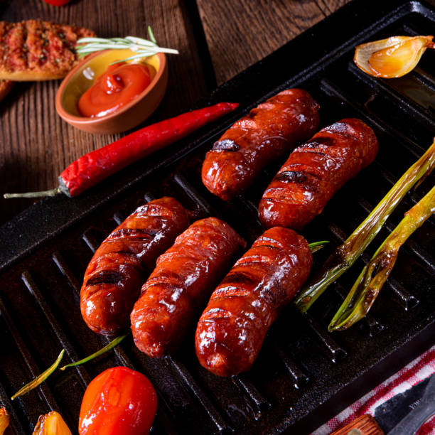 istock Chili chorizo ​​sausage with tomato bruschetta 1163690130