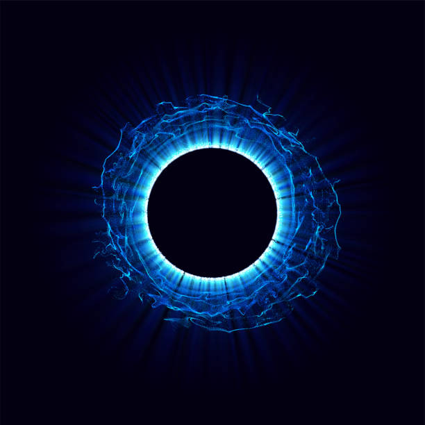 istock Black holes in the space. Abstract vector background with blue toned swirl and hole in center or collapsar isolated on black. . Astronomical illustration. Vector. 1163690197