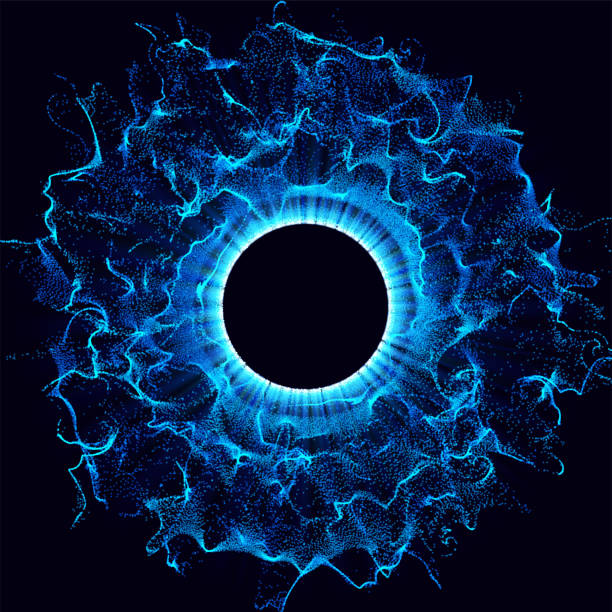 istock Black holes in the space. Abstract vector background with blue toned swirl and hole in center or collapsar isolated on black. . Astronomical illustration. Vector. 1163690251