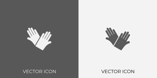 ilustraciones, imágenes clip art, dibujos animados e iconos de stock de icono gris claro y oscuro de los guantes de mano para móviles, software y aplicaciones eps. 10. - glove