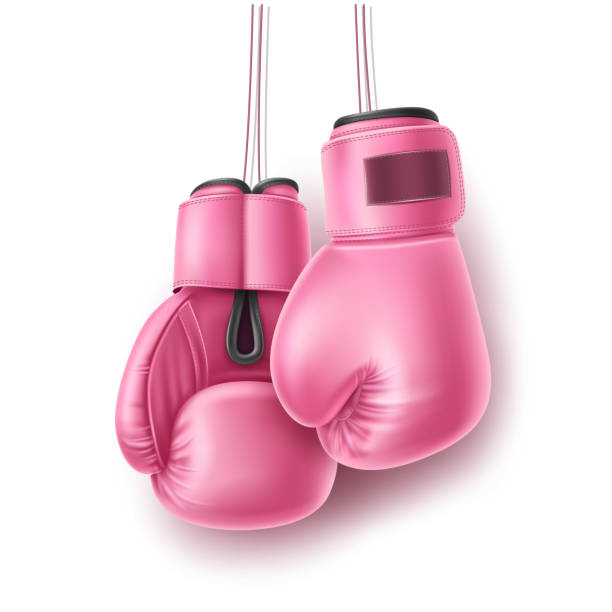 istock Vector pink pair of boxing glove on lace realistic 1163691951