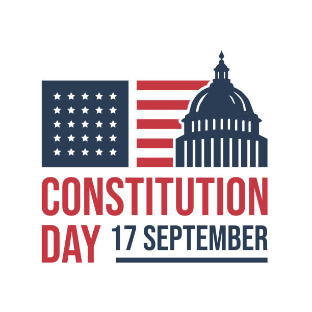 American constitution day badge vector logo icon isolated on white background American constitution day national day of america logo badge vector isolated on white background republic logo pic stock illustrations