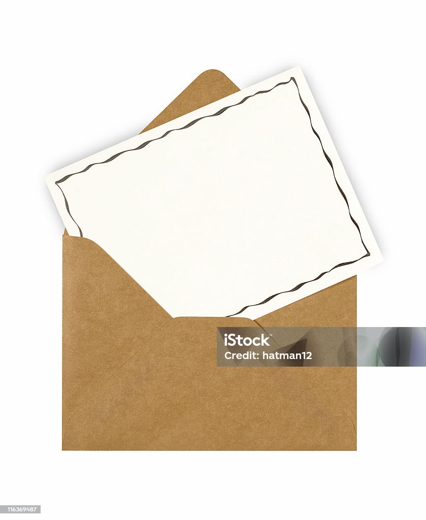 Mensagem em branco cartão com envelope marrom - Foto de stock de Envelope royalty-free