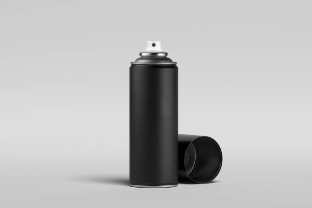 istock Blank black can of spray paint on isolated on white background. 3d rendering. 1163695810