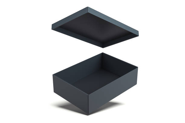 istock Blank black realistic cardboard box isolated on white background. 3d rendering. 1163695855