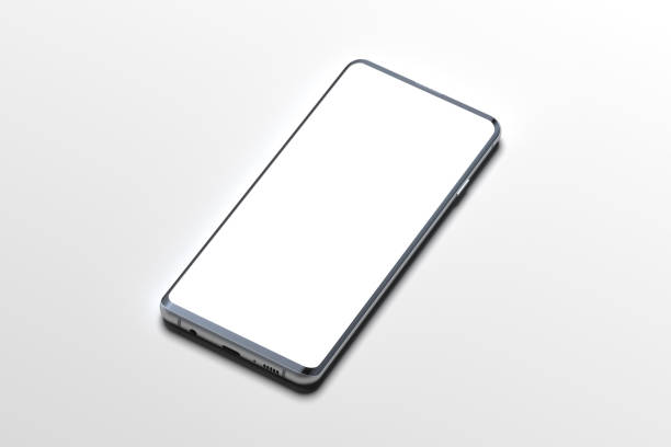 istock White Mobile phone with blank screen isolated on white background. 3d rendering. 1163696216