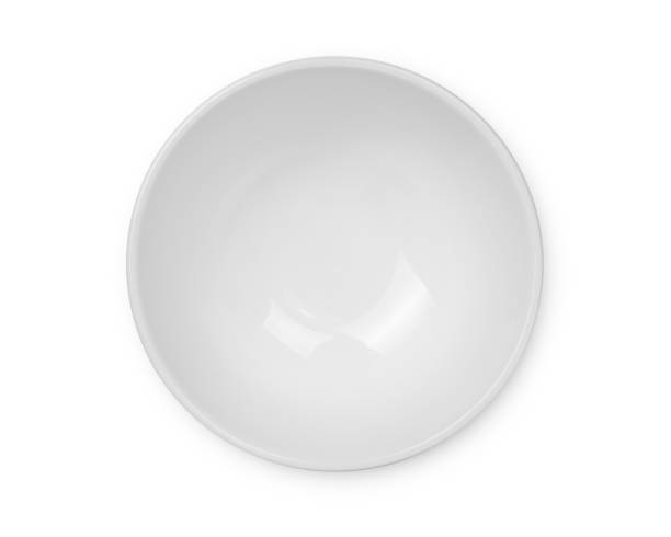 top view of empty white bowl isolated stock photo
