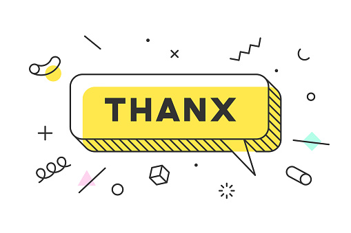 Thanx or Thank You. Banner, speech bubble, poster concept, geometric style with text thanx or thank you. Icon balloon with quote message thanx, thank you. Explosion burst design. Vector Illustration