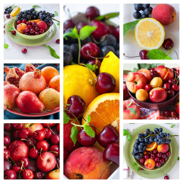 istock Collage of fresh fruit. Various Compositions Of Fruit. 1163708535