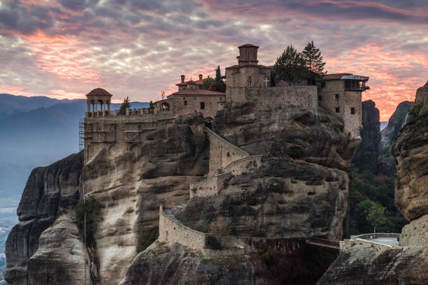 istock Sunset over Varlaam monastery in Meteora, Greece 1163708723