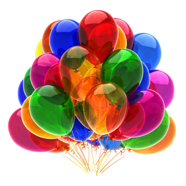 istock Big balloons bunch birthday carnival party decoration multicolored 1163710840