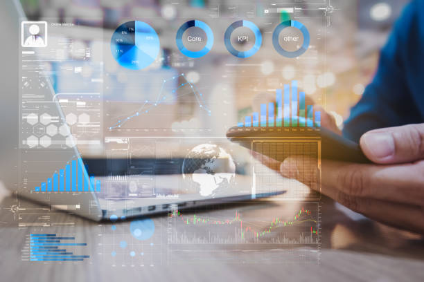 istock Staff KPI performance dashboard report of individual work results. Financial indicators for business startup application 1163712485