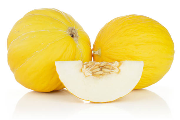 istock Yellow canary melon isolated on white 1163712628