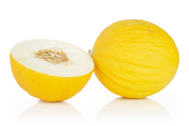 istock Yellow canary melon isolated on white 1163712660