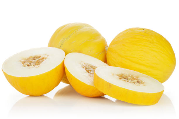 istock Yellow canary melon isolated on white 1163712678